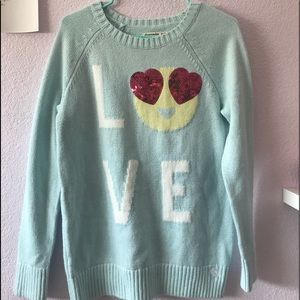 BLUE HEARTED-EYES EMOJI KNITTED SWEATER